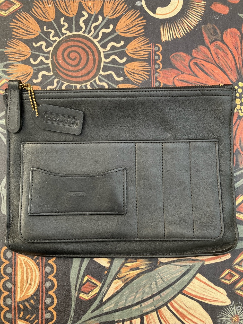 Vintage Coach Black Leather Organizer Caddy 4514